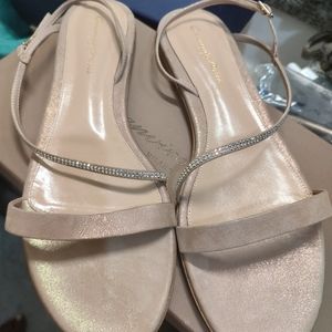 Gianvito Rossi size 10m flats sparkling tan
